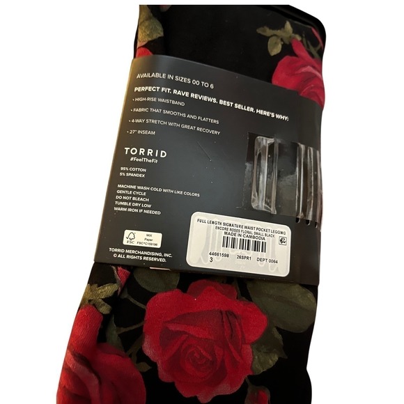 TORRID Roses Print Full Length Leggings w/Pockets NWT Size 3X - Picture 13 of 13